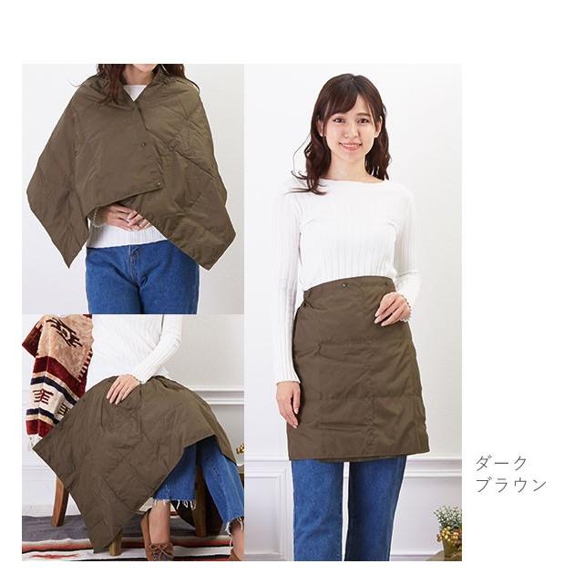 ラップウォームスカート ひざ丈 巻きスカート ふわふわダウン防寒 ひざ掛け 寒さ対策 オフィス ポーチ付き ウォッシャブル 洗える 肩ケープ 冷え性 | ブランド登録なし | 07