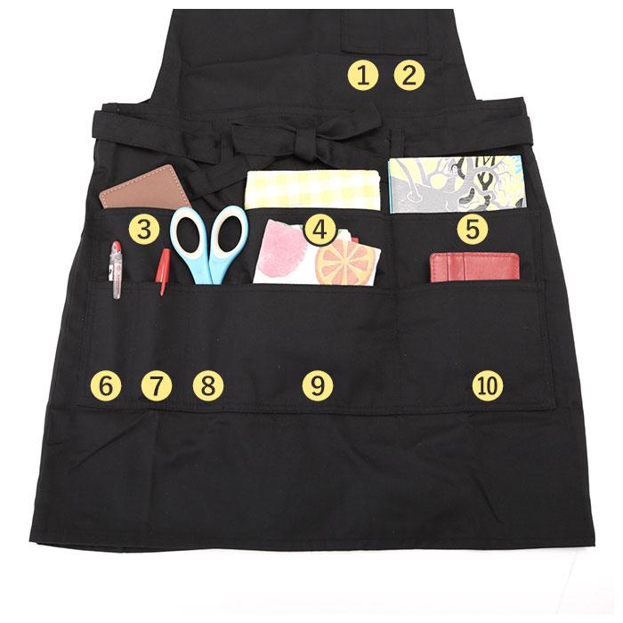 エプロン 通販エプロン おしゃれ ナチュラル レディース ポケット たくさん h型 ワンピース ブラック ネイビー レッド ベージュ グリーン 保育士 エプロン |  | 10