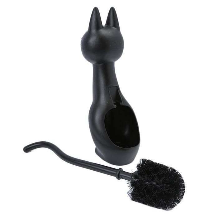毎週更新 トイレブラシ かわいい 通販 おしゃれ コンパクト ポット セット 収納 トイレ掃除 ブラシ 猫グッズ 雑貨 ネコ ねこ ケースセット 掃除用品 猫雑貨 黒猫 Discoversvg Com