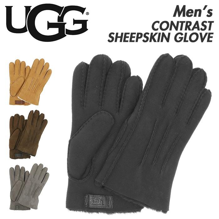 ugg メンズ 手袋 通販 ブランド UGG アグ CONTRAST SHEEPSKIN GLOVE コントラスト シープスキン グローブ 革