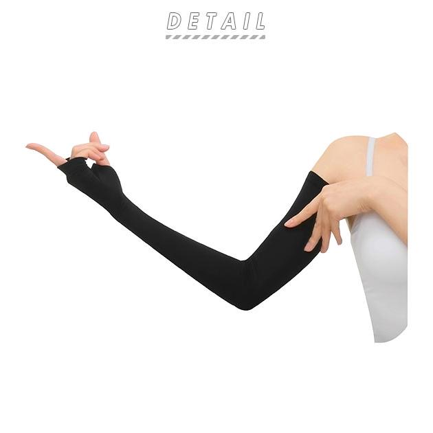 アームカバー UV レディース ロング 通販 おしゃれ 冷感 指先 指なし uvカット手袋 接触冷感 UVカットグローブ ブラック 黒 無地 シンプル アームカバー | おたふく（手袋） | 02