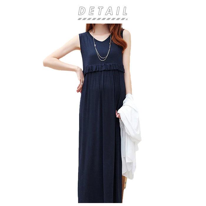 マタニティ 通販マタニティ ワンピース 春 夏 半袖 ノースリープ ネイビー グレー シンプル 授乳口付き サイズ M L XL ロング おしゃれ かわいい マタニティ |  | 01