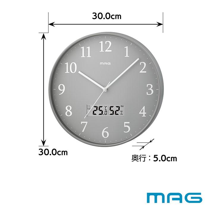 MAG 電波時計 壁掛け 30cm 通販 W-816 時計 温度 湿度 掛け時計 掛時計