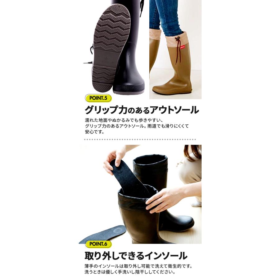 レインブーツ レディース ロング 好評 フォールディングレインブーツ