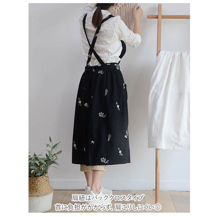 花刺繍エプロン　トートバッグ　セット 花刺繍エプロン トートバッグ セット