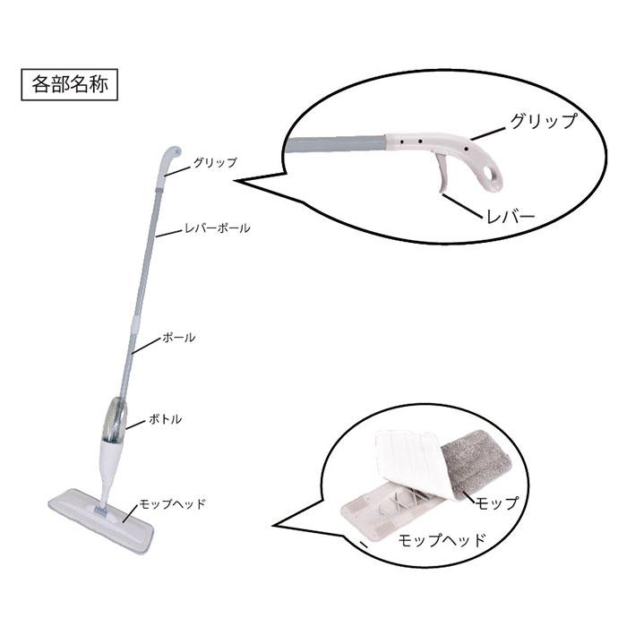 フローリングワイパー 本体 通販 モップ スプレー 水拭き フロアワイパー スプレーフロアモップ フロアモップ 拭き掃除 床掃除 ワイパー フローリングワイパー | ウィキャン | 10