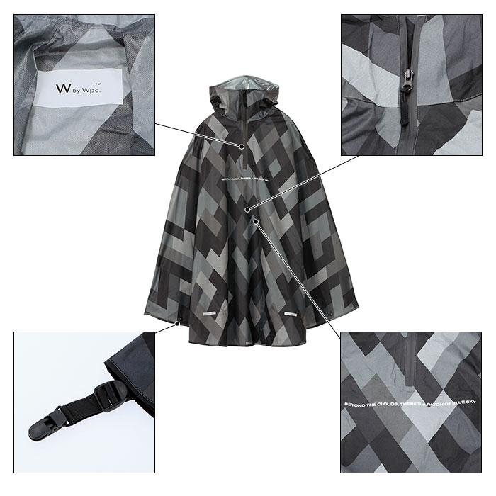 wpc 通販wpc レインコート 自転車 レインポンチョ メンズ レディース 通学 通勤 おしゃれ シンプル かわいい 無地 総柄 撥水 はっ水 防災 台風 大きめ 野外 | Wpc. | 16