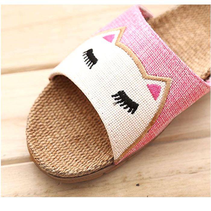 スリッパ 夏用 通販 おしゃれ 麻 リネン サンダル ルームシューズ かわいい レディース メンズ キッズ 猫 ねこ グッズ ネコ 雑貨 前開き スリッパ |  | 12