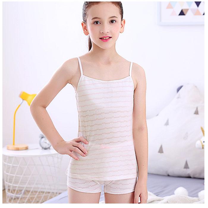 胸 二重 キャミソール キッズ 通販 柔らかい 保湿性 インナー 下着 肌着 軽い 綿 ストレッチ 薄手 ジュニア 小学生 中学生 通学 春 夏 胸 |  | 04