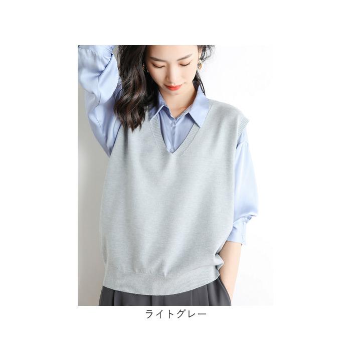 レディース ニット ベスト 通販 重ね着 レイヤード プルオーバー