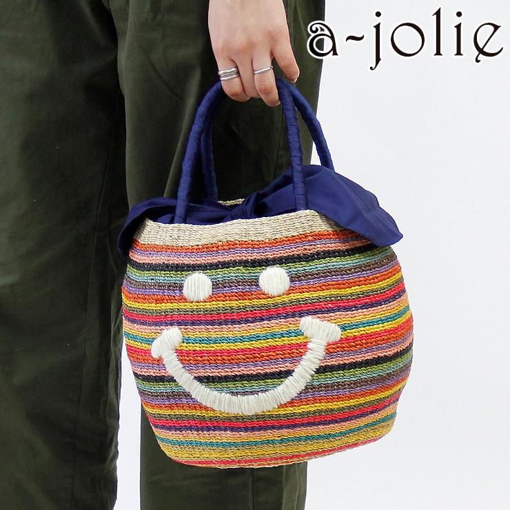21年春夏 アジョリー バッグ A Jolie かごバッグ スマイル ニコちゃん マルチカラー レインボー アバカ 春夏 レディース Si 08 039si08 バッグのセレクトショップdanjo 通販 Yahoo ショッピング