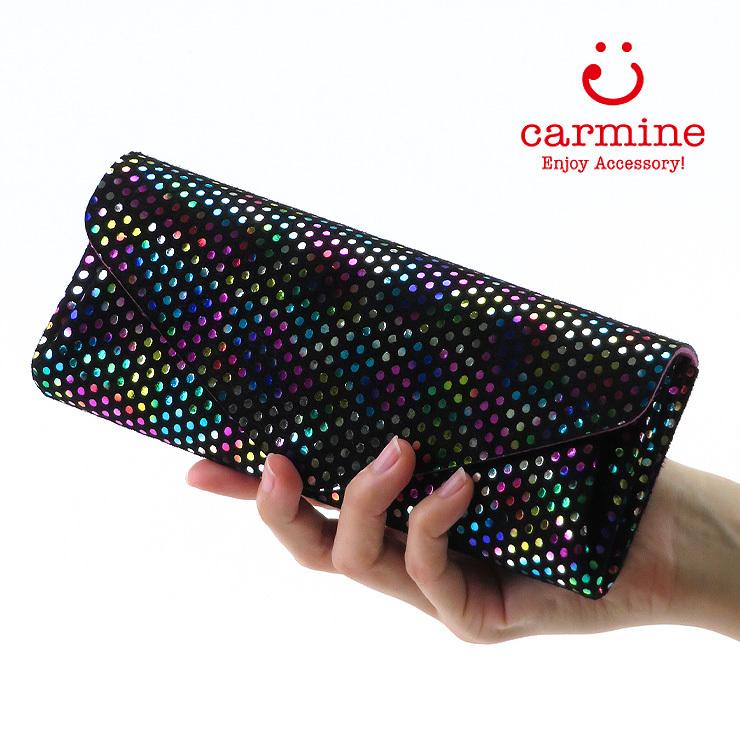 カーマイン 財布 carmine 長財布 ドット 水玉 メタリック レディース 