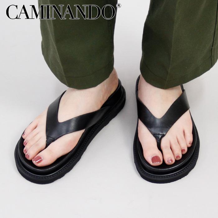 カミナンド サンダル CAMINANDO トング 厚底 フラット 本革 レディース