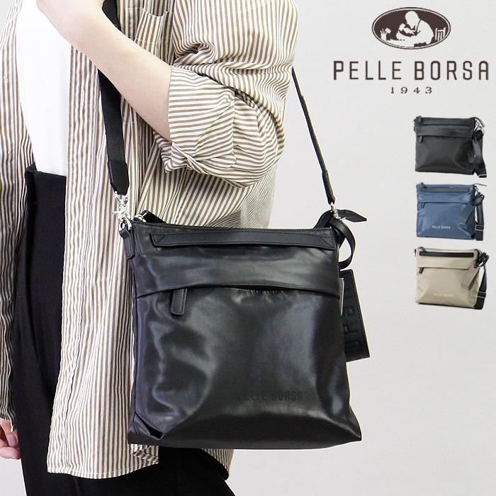 ペレボルサ バッグ PELLE BORSA ショルダーバッグ ミドルサイズ 斜め掛け 軽量 防水 防汚 レディース ブラック 黒 トープ グレージュ Cheers チアーズ 4685 :