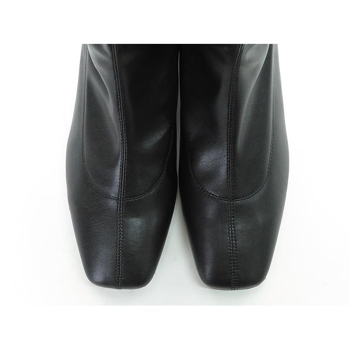 希少【美品】ファビオルスコーニ スクエアトゥロングブーツ 本革 チャンキーヒール ○ファビオルスコーニ FABIO RUSCONI スクエアトゥロングブーツ