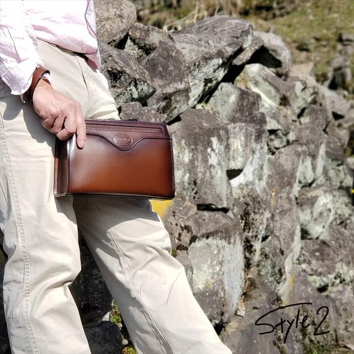 セカンドバッグ 本革 レザー クラッチバッグ ブランド SADDLE 01009 日本製 豊岡製鞄 牛革 アンティーク調 シャドー加工 冠婚葬祭 旅行 外出 | SADDLE | 02