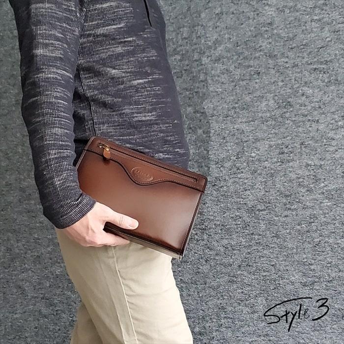 セカンドバッグ 本革 レザー クラッチバッグ ブランド SADDLE 01009 日本製 豊岡製鞄 牛革 アンティーク調 シャドー加工 冠婚葬祭 旅行 外出 | SADDLE | 03