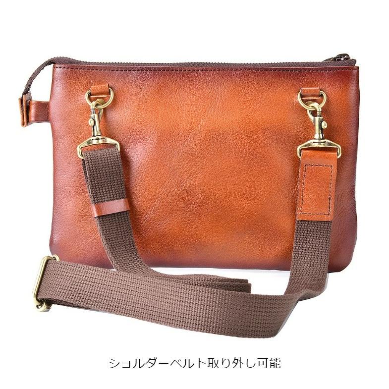 ショルダーバッグ セカンドポーチ 牛革 レザー 日本製 豊岡製 アンティーク調 小さめ 横型 ブランド GEM BASIC 1503 お出掛け 冠婚葬祭 旅行 外出 | Gem Basic | 04