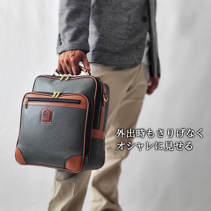 ショルダーバッグ 手提げバッグ メンズ A4 ブランド PHILIPE LANGLET 16455 縦型 日本製 国産 豊岡製鞄 2way 旅行 雨、汚れにも強い ボンディング合成皮革 旅行 黒 カーキ フォーマル 鞄倶楽部 ショルダーバッグ メンズ A4 ブランド PHILIPE LANGLET 16455 縦型