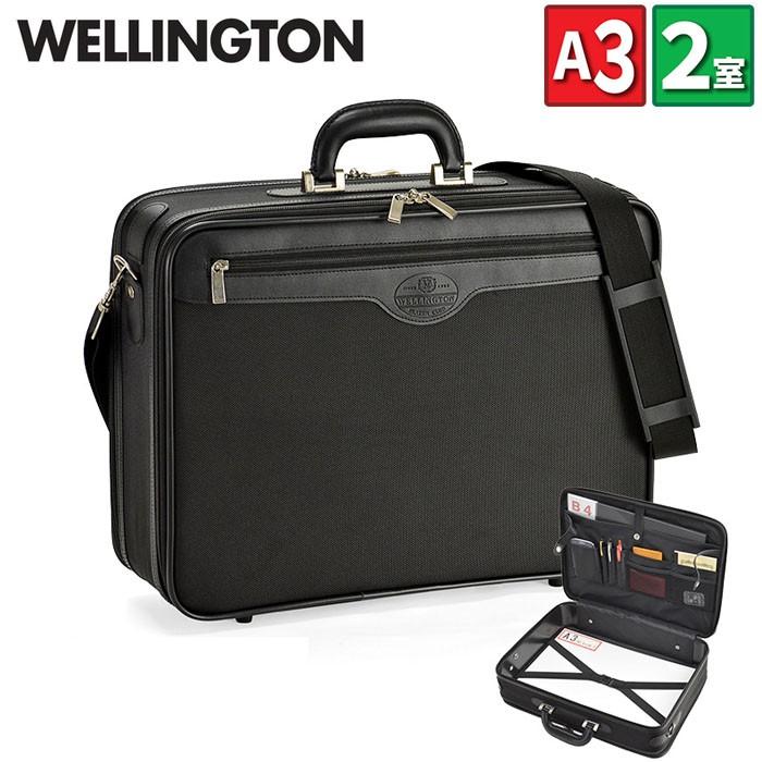 アタッシュケース ソフト A3 B4 A4 ビジネスバッグ ブランド WELINGTON 21219 出張 オーバーナイト 対応 45cm 2ルーム 多機能 軽量 通勤 通学 就活