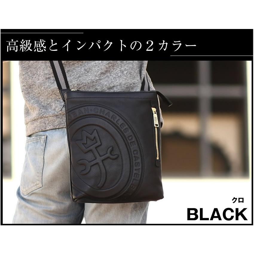 ブラックレザーショルダーバッグ カステルバジャック バッグ メンズ ショルダーバッグ 牛革 ロンド