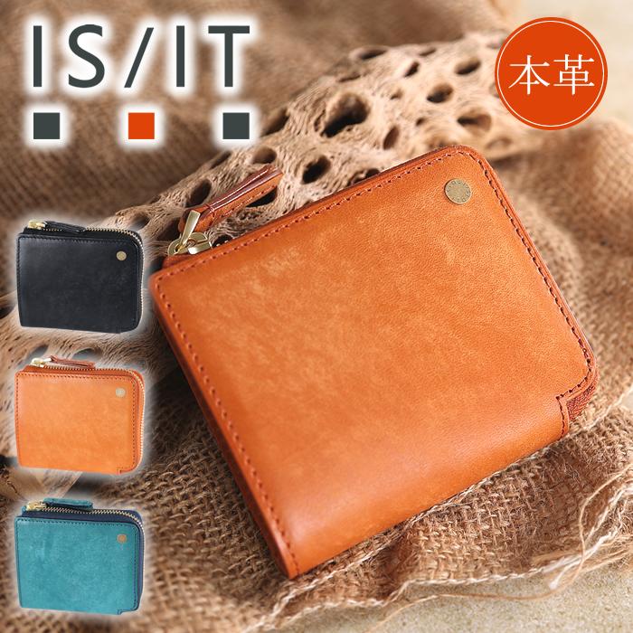 トスカーナ　レザー　二つ折り財布 IS/IT（イズイット） 財布 二つ折り財布 メンズ 折財布 L字ファスナー