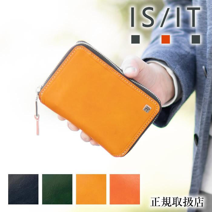 イズイット 二つ折り財布 メンズ セミ長財布 ラウンドファスナー 小物