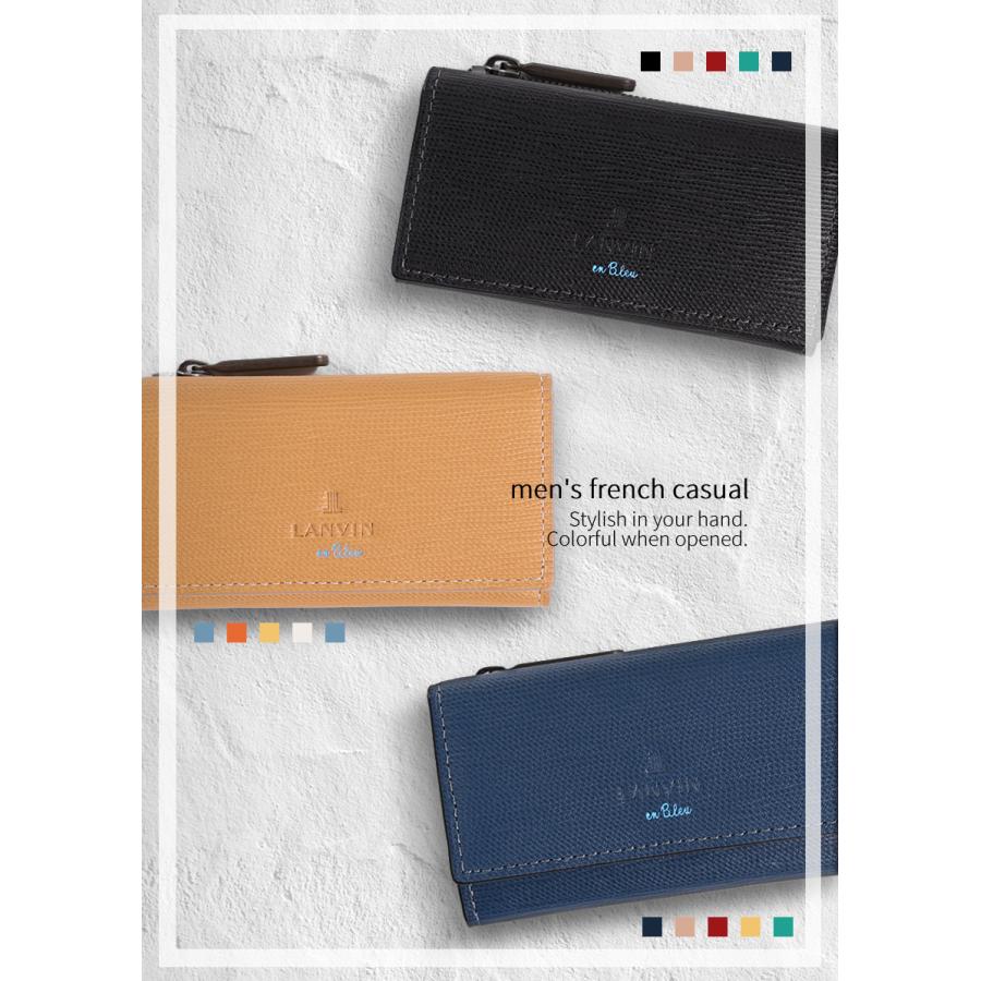 ランバンオンブルー キーケース メンズ 三つ折り 小銭入れ付き 小物 牛革 LANVIN en Bleu スタンパ 522601_6