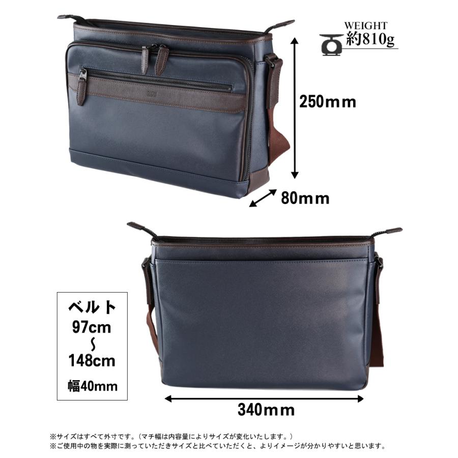 タケオキクチ ショルダーバッグ メンズ A4 横型 TAKEO KIKUCHI TK ニュース NEWS 付属牛革 745123の画像