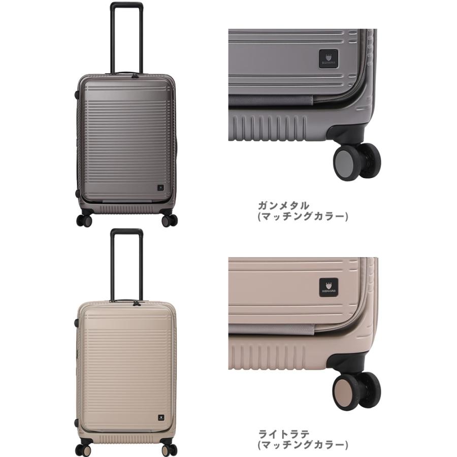 バーマス スーツケース フロントオープン キャリーケース 拡張機能 72〜82L キャスターストッパー 旅行 ファスナータイプ 62c BERMAS 60297の画像