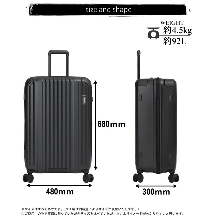 バーマス スーツケース キャリー ケース 92L 新商品 ファスナータイプ 軽量 キャリーバッグ ヘリテージ3 BERMAS heritage3 Lサイズ 無料手荷物サイズ 60542 BSの画像