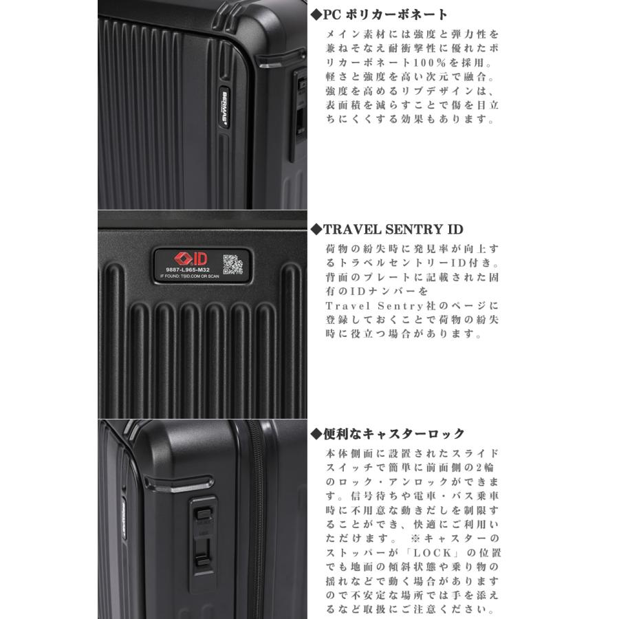 バーマス スーツケース キャリーケース 32L 1-2泊 機内持込サイズ ワンタッチフロントオープン インターシティ2 プロ BERMAS 軽量 60565の画像