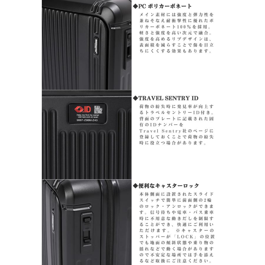 リブデザイン ブラックキャリーケース 中型 BERMAS（バーマス） スーツケース キャリーケース 36L 1-2泊 機内持込