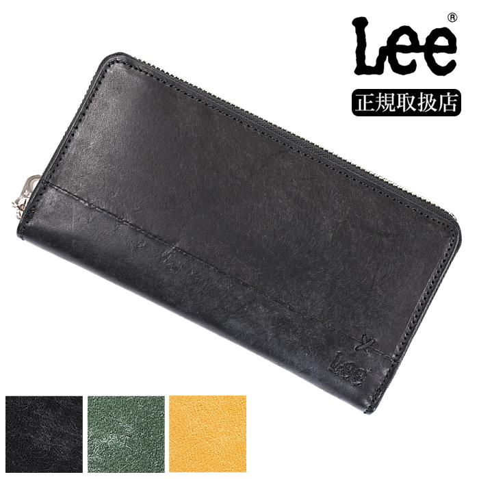 Lee（リー） 財布 長財布 メンズ ラウンドファスナー イタリアンレザー