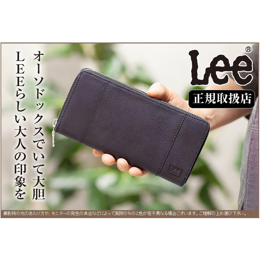 Lee（リー） メンズ 財布 長財布 ラウンドファスナー 牛革 クロス