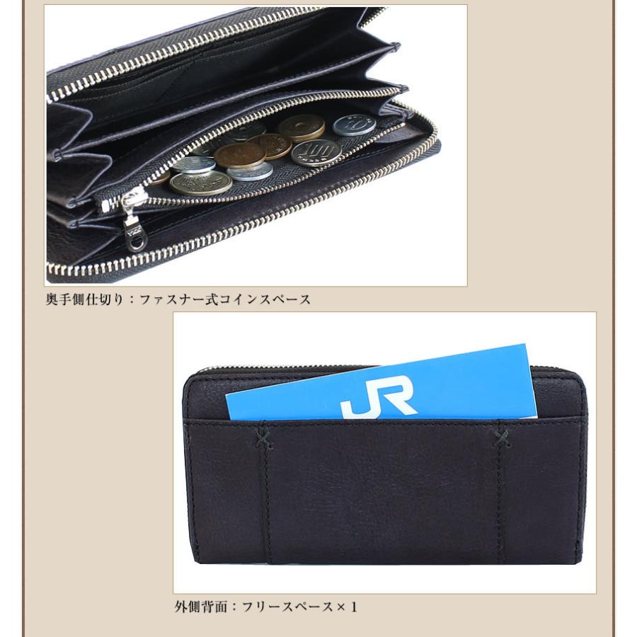 Lee（リー） メンズ 財布 長財布 ラウンドファスナー 牛革 クロス