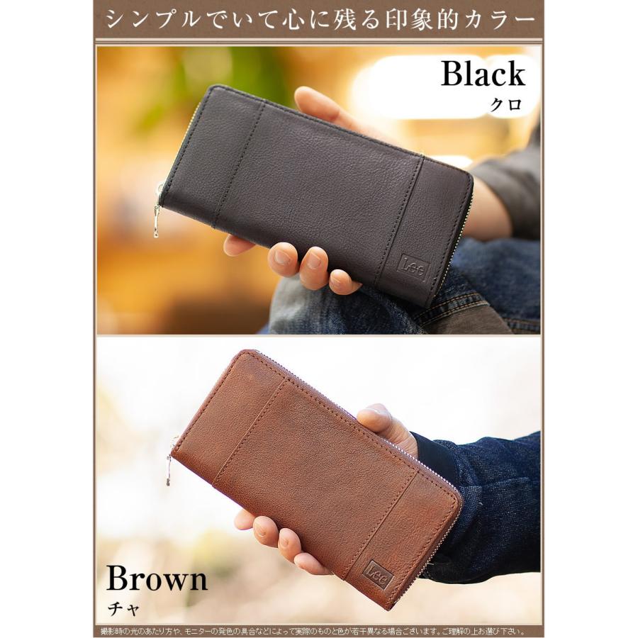 Lee（リー） メンズ 財布 長財布 ラウンドファスナー 牛革 クロス