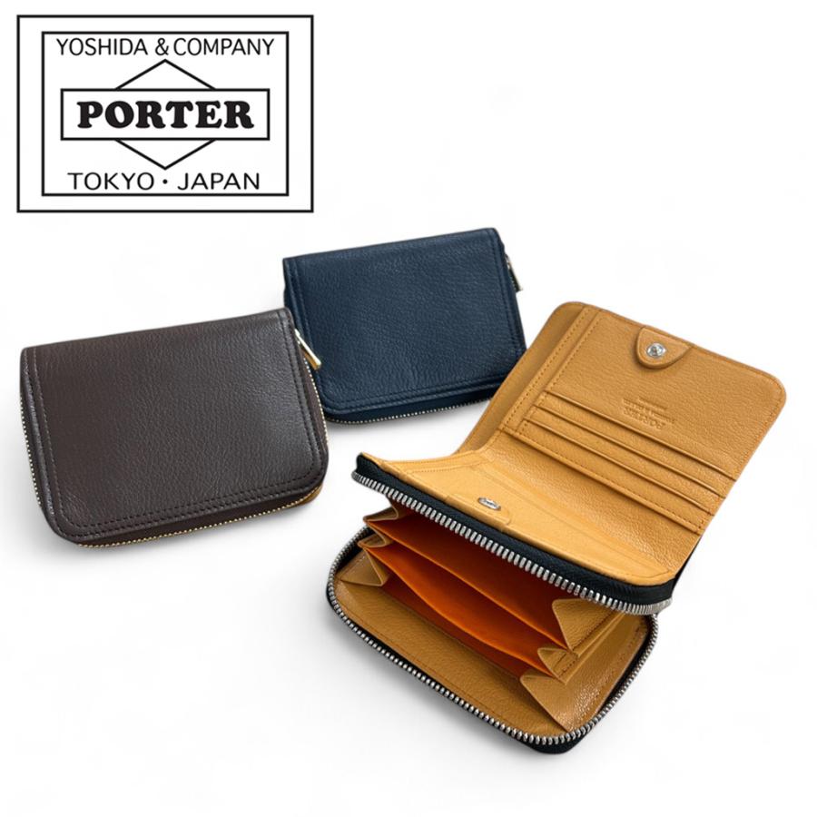 吉田カバン ポーター 財布 ダブル 129-03736 PORTER DOUBLE 二つ折り財布 美品 ポーター ダブル ウォレット 129-03736 二つ折り財布 吉田カバン PORTER 財布 ラウンドファスナー DOUBLE メンズ 革