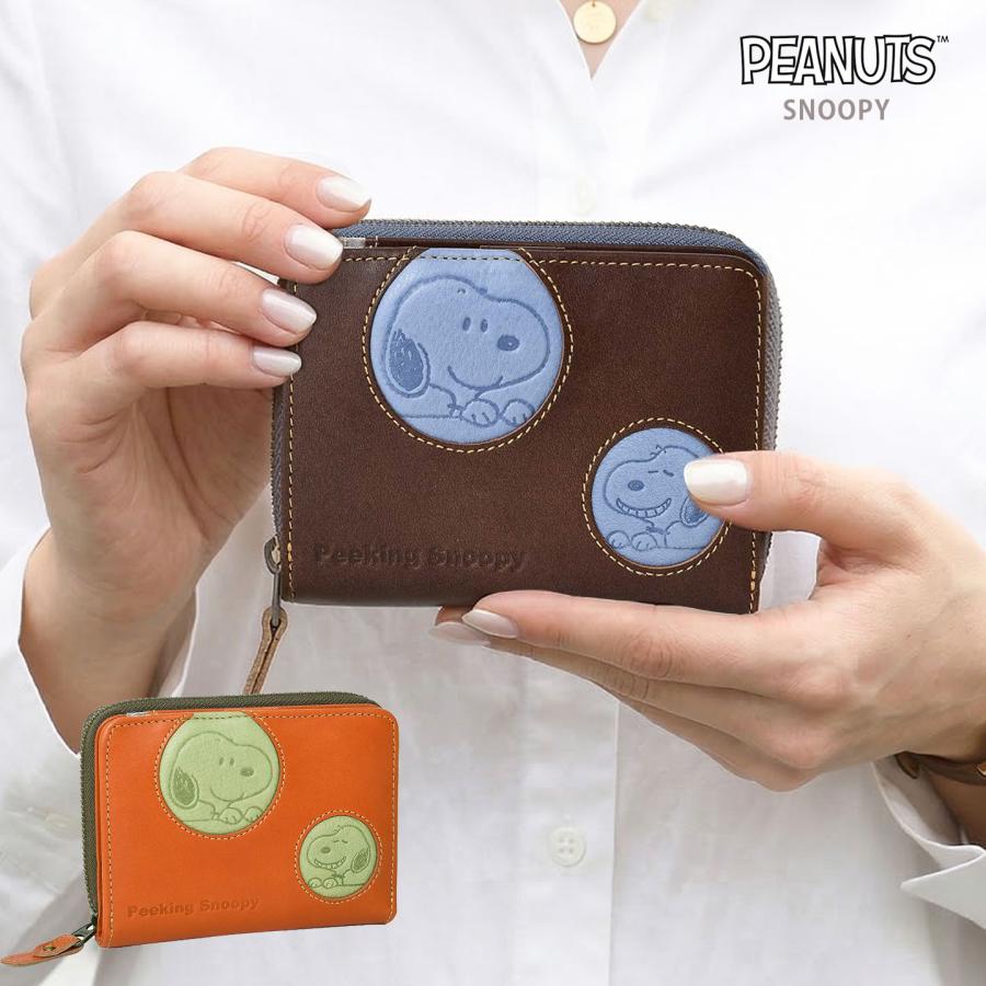 PEANUTS レディース 短財布 配色 水玉 ドット スナップボタン開閉