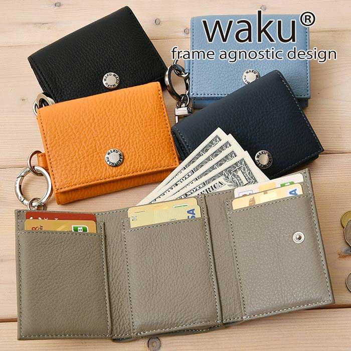 waku（ワク） レディース メンズ 短財布 三つ折り スナップボタン開閉