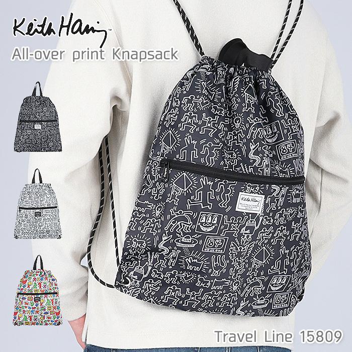 猫耳帽子　リュック　一点もの　　ナップサック　サイケ　ヒッピー　手編み☺︎ Keith Haring（キース ヘリング） ナップサック 撥水 軽量 折りたたみ