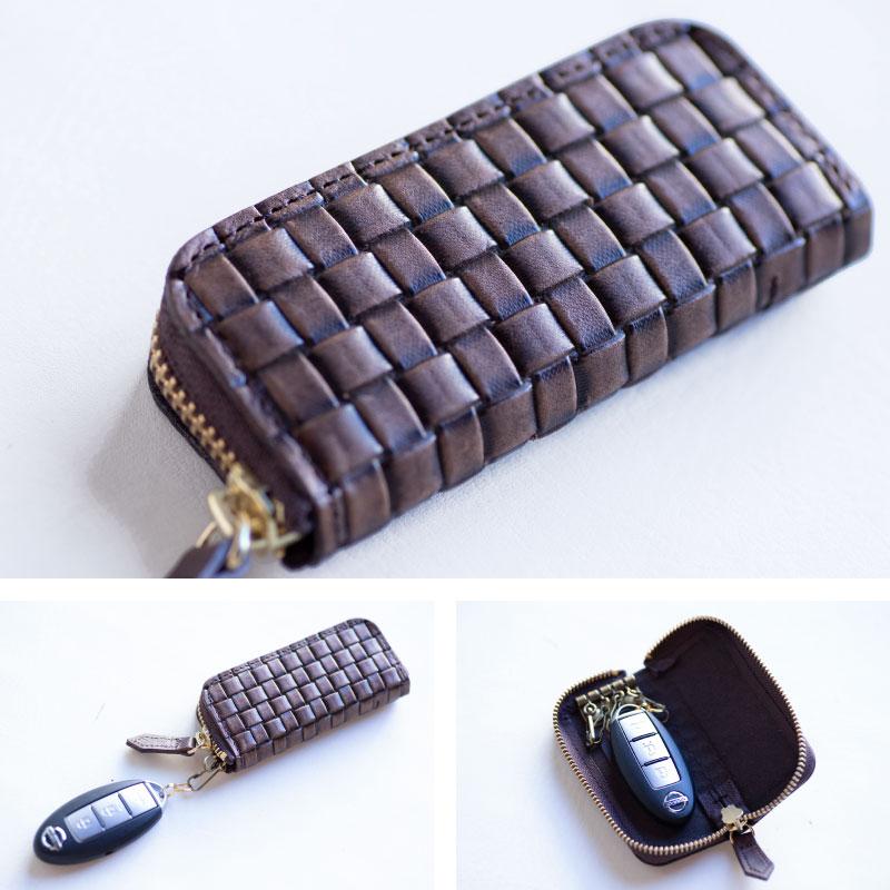 artigiano（アルティジャーノ） 編み込み 4連 キーケース メッシュ