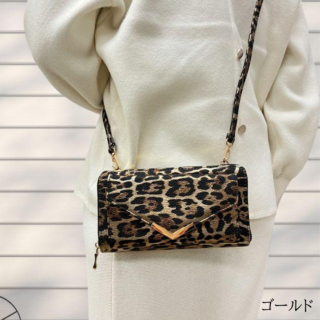 ショルダーバッグお財布ショルダーミニショルダー通帳ケースバッグインバッグ シンプル旅行トラベルイベントフェスレオパードヒョウ柄アニマル4925 |  | 04