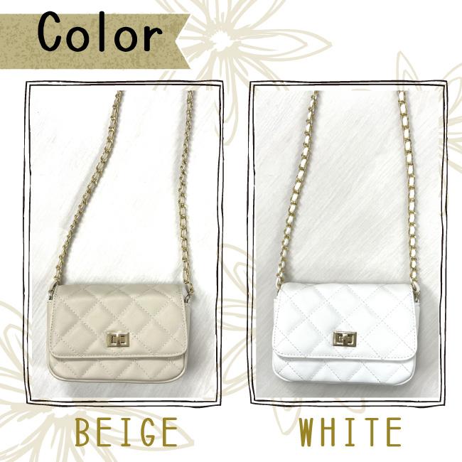 7646 ミニショルダー 斜め掛け キルティング チェーンバッグ