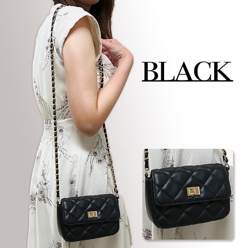 7646 ミニショルダー 斜め掛け キルティング チェーンバッグ