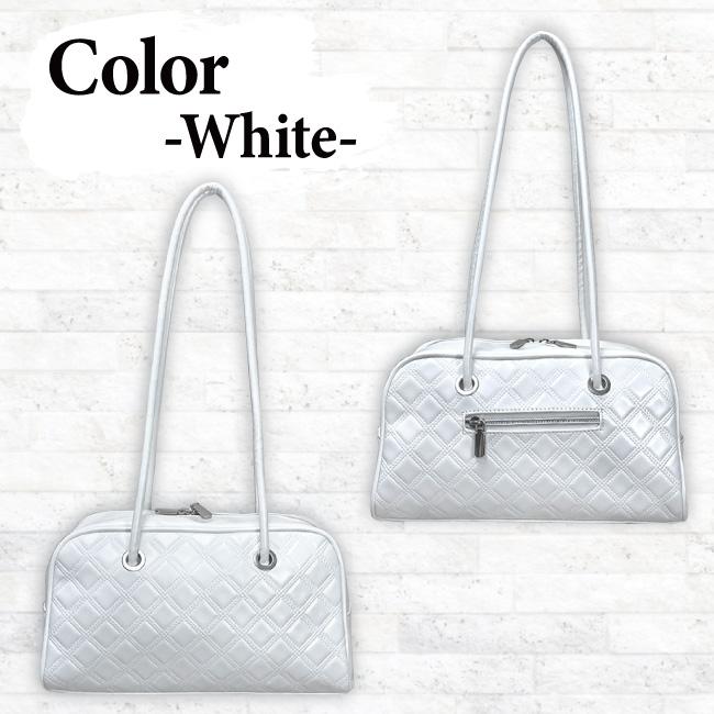 ミニボストン 横長 ワイド ボストン レディース 韓国 小さめ キルティング フェイクレザー トレンド かわいい おしゃれ ハンドバッグ ロングハンドル 7672 |  | 03