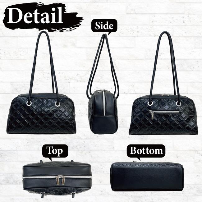 ミニボストン 横長 ワイド ボストン レディース 韓国 小さめ キルティング フェイクレザー トレンド かわいい おしゃれ ハンドバッグ ロングハンドル 7672 |  | 06