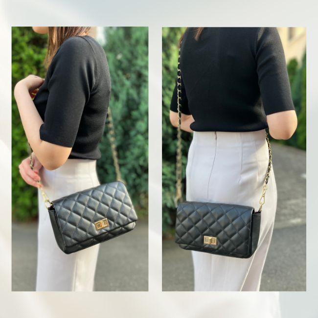 ショルダー 長財布が入るキルティング白黒チェーンバッグレディースおしゃれかわいい大人きれいめ大きめ2WAY肩掛け韓国トレンド10代20代30代40代50代7682 |  | 02