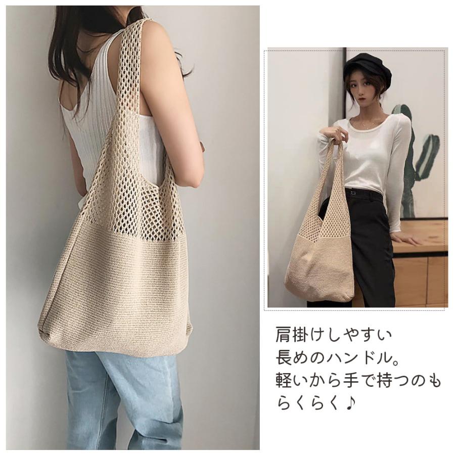 トートバッグ 編みバッグ かごバッグ ショルダー おしゃれ バッグ 肩掛けバッグ ニットバッグ レディース トート | ブランド登録なし | 03