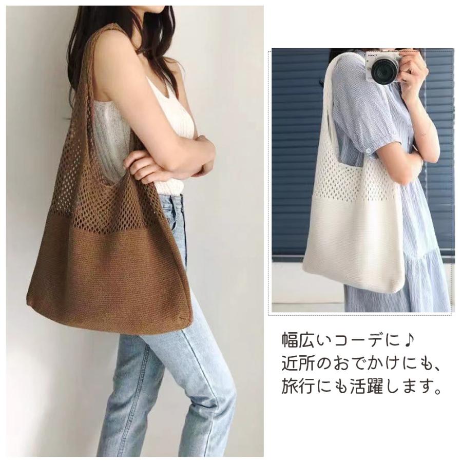 トートバッグ 編みバッグ かごバッグ ショルダー おしゃれ バッグ 肩掛けバッグ ニットバッグ レディース トート | ブランド登録なし | 06